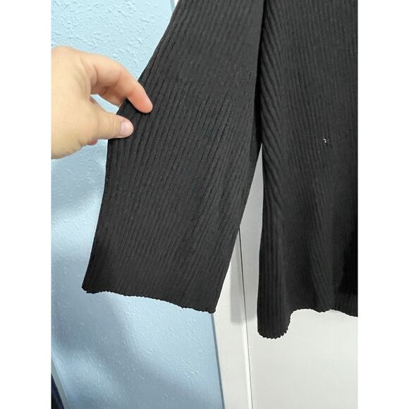 Toula Cardigan Sweater Size 6 Wool Blend Ribbed Knit Black Quiet Luxury NWT - Picture 5 of 7